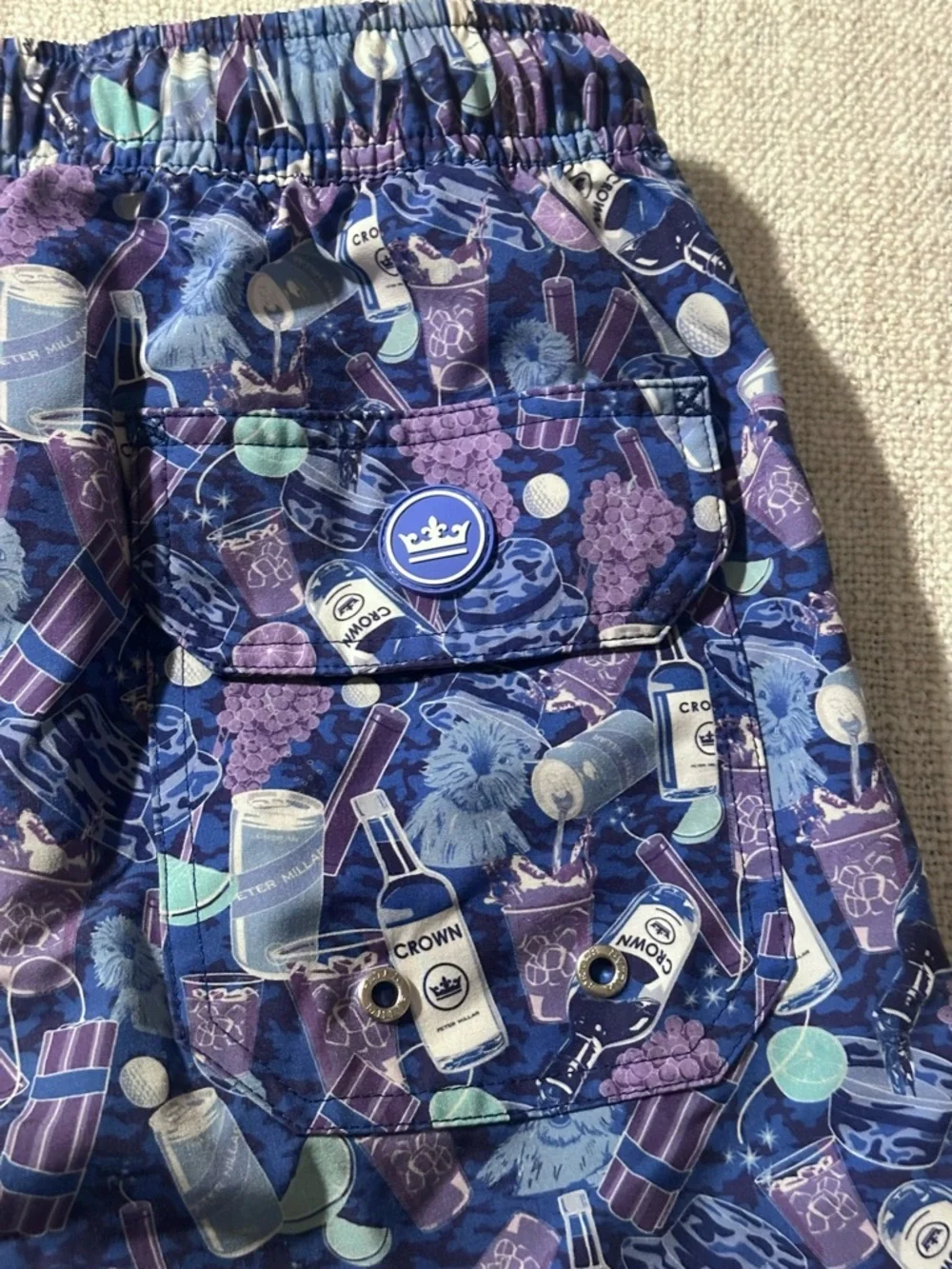 PETER MILLAR Seaside Transfusion Boom Boom Swim Trunk Short Whimsical Chic Men M